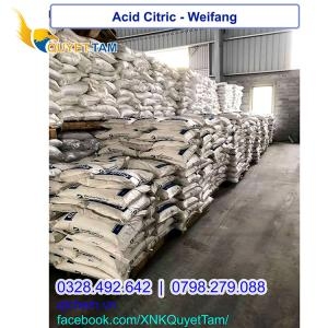 Acid Citric Monohydrate, hàng Weifang , 25kg/bao